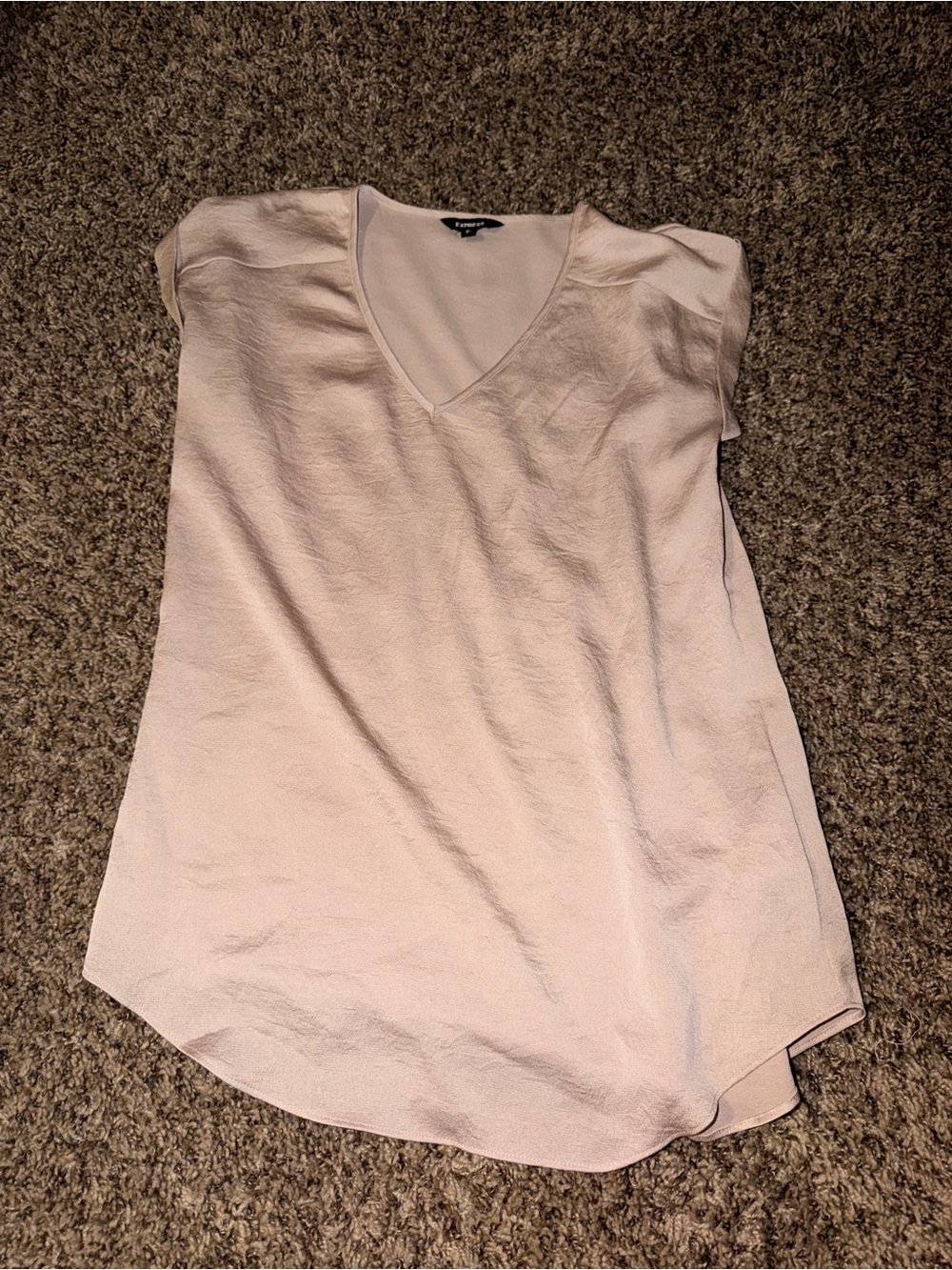 Express Pale Pink V-Neck Cap Sleeve Blouse